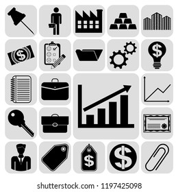 Set of 22 business high quality symbols. Collection. Detailed design. Vector Illustration.