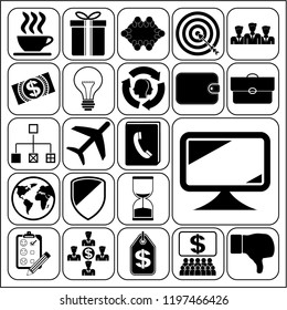 Set of 22 business high quality icons. Collection. Flat design. Vector Illustration.