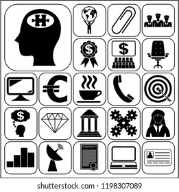 Set of 22 business high quality symbols or icons. Collection. Amazing desing. Vector Illustration.