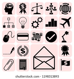 Set of 22 business high quality symbols. Collection. Detailed design. Vector Illustration.