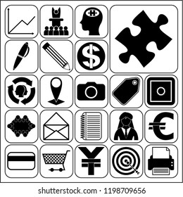 Set of 22 business high quality symbols. Collection. Detailed design. Vector Illustration.