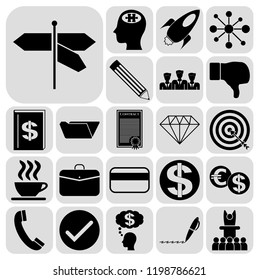 Set of 22 business high quality icons or symbols. Collection. Amazing desing. Vector Illustration.