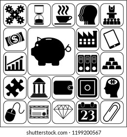 Set of 22 business high quality symbols. Collection. Detailed design. Vector Illustration.