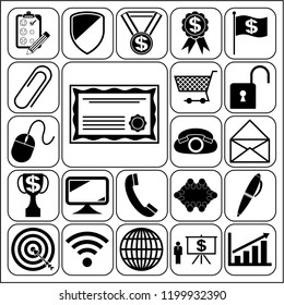 Set of 22 business high quality symbols or icons. Collection. Amazing desing. Vector Illustration.