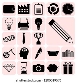 Set of 22 business high quality icons. Collection. Amazing desing. Vector Illustration.