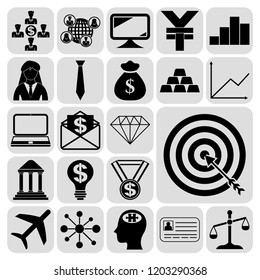 Set of 22 business high quality icons. Collection. Flat design. Vector Illustration.