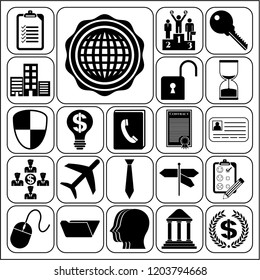 Set of 22 business high quality symbols or icons. Collection. Detailed design. Vector Illustration.