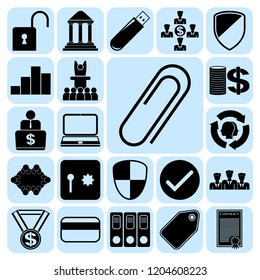 Set of 22 business high quality symbols or icons. Collection. Flat design. Vector Illustration.
