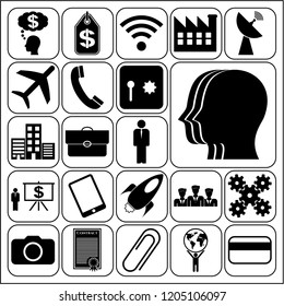 Set of 22 business high quality icons or symbols. Collection. Flat design. Vector Illustration.