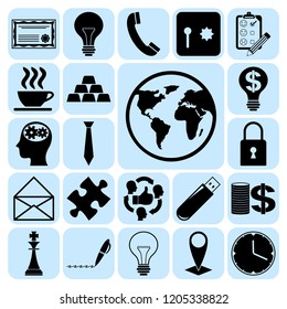 Set of 22 business high quality icons or symbols. Collection. Amazing desing. Vector Illustration.