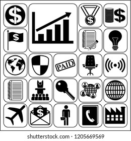 Set of 22 business high quality icons or symbols. Collection. Amazing desing. Vector Illustration.