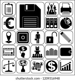 Set of 22 business high quality symbols. Collection. Detailed design. Vector Illustration.