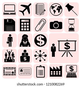 Set of 22 business high quality symbols or icons. Collection. Detailed design. Vector Illustration.