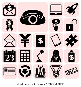 Set of 22 business high quality symbols or icons. Collection. Amazing desing. Vector Illustration.