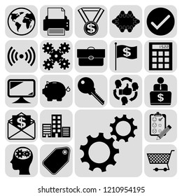 Set of 22 business high quality symbols or icons. Collection. Detailed design. Vector Illustration.