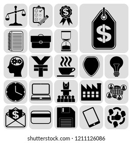 Set of 22 business high quality icons or symbols. Collection. Amazing desing. Vector Illustration.