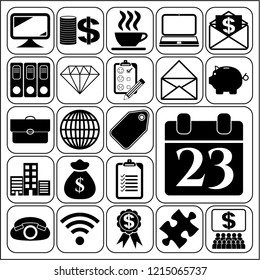 Set of 22 business high quality icons. Collection. Amazing desing. Vector Illustration.