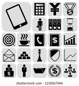 Set of 22 business high quality icons or symbols. Collection. Detailed design. Vector Illustration.