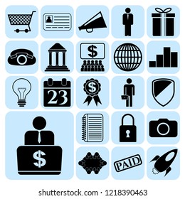 Set of 22 business high quality symbols or icons. Collection. Amazing desing. Vector Illustration.