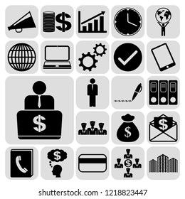 Set of 22 business high quality icons. Collection. Flat design. Vector Illustration.