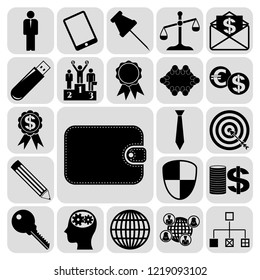 Set of 22 business high quality symbols. Collection. Detailed design. Vector Illustration.