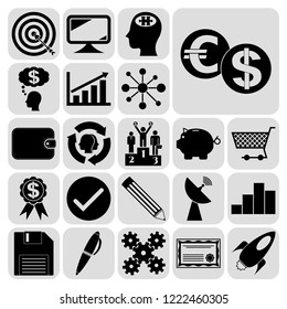 Set of 22 business high quality icons. Collection. Detailed design. Vector Illustration.
