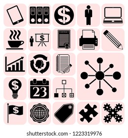 Set of 22 business high quality icons or symbols. Collection. Amazing desing. Vector Illustration.