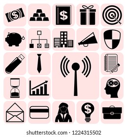 Set of 22 business high quality icons or symbols. Collection. Amazing desing. Vector Illustration.