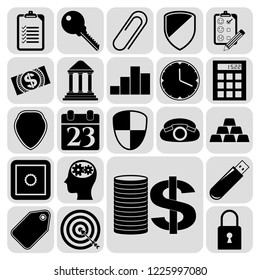 Set of 22 business high quality symbols or icons. Collection. Amazing desing. Vector Illustration.