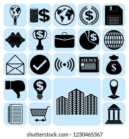 Set of 22 business high quality icons or symbols. Collection. Detailed design. Vector Illustration.