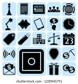 Set of 22 business high quality icons or symbols. Collection. Detailed design. Vector Illustration.