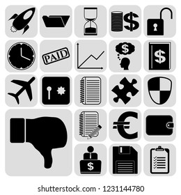 Set of 22 business high quality icons or symbols. Collection. Amazing desing. Vector Illustration.