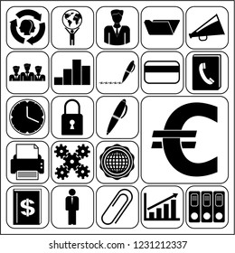 Set of 22 business high quality icons or symbols. Collection. Amazing desing. Vector Illustration.