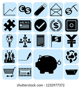 Set of 22 business high quality symbols. Collection. Detailed design. Vector Illustration.