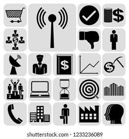 Set of 22 business high quality symbols or icons. Collection. Amazing desing. Vector Illustration.