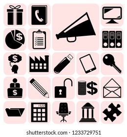 Set of 22 business high quality icons or symbols. Collection. Amazing desing. Vector Illustration.