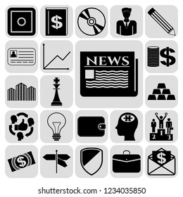 Set of 22 business high quality symbols. Collection. Flat design. Vector Illustration.