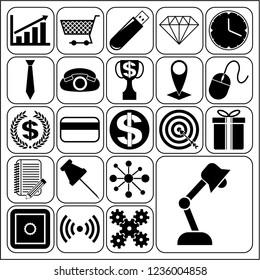 Set of 22 business high quality symbols or icons. Collection. Detailed design. Vector Illustration.