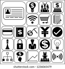 Set of 22 business high quality icons or symbols. Collection. Amazing desing. Vector Illustration.