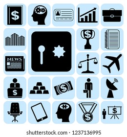 Set of 22 business high quality icons or symbols. Collection. Detailed design. Vector Illustration.