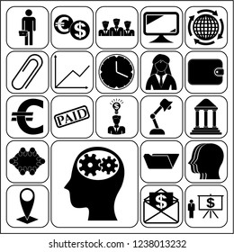 Set of 22 business high quality symbols or icons. Collection. Amazing desing. Vector Illustration.