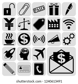 Set of 22 business high quality symbols or icons. Collection. Flat design. Vector Illustration.