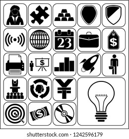 Set of 22 business high quality symbols or icons. Collection. Flat design. Vector Illustration.