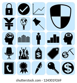 Set of 22 business high quality symbols. Collection. Detailed design. Vector Illustration.