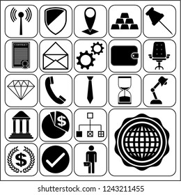 Set of 22 business high quality symbols or icons. Collection. Amazing desing. Vector Illustration.