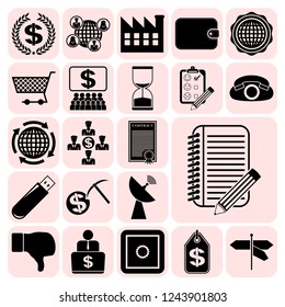 Set of 22 business high quality symbols. Collection. Detailed design. Vector Illustration.