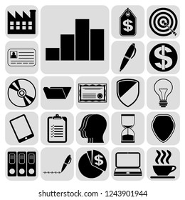 Set of 22 business high quality symbols or icons. Collection. Detailed design. Vector Illustration.