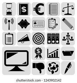 Set of 22 business high quality symbols or icons. Collection. Amazing desing. Vector Illustration.