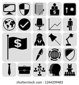 Set of 22 business high quality symbols or icons. Collection. Flat design. Vector Illustration.