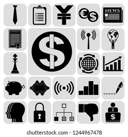 Set of 22 business high quality icons. Collection. Amazing desing. Vector Illustration.